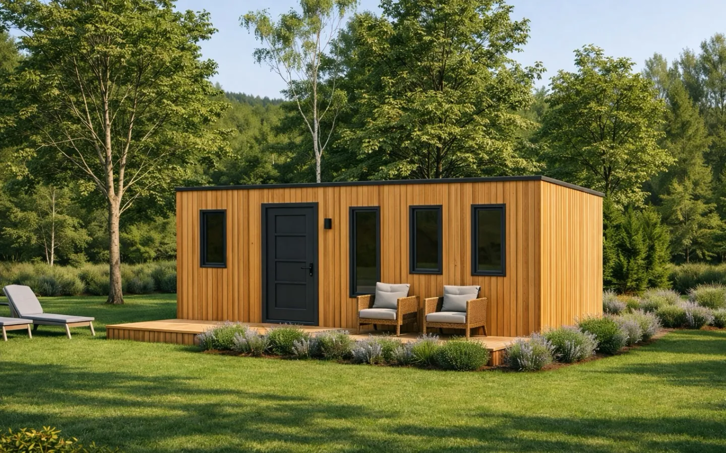 Tiny House Flat 540 modernes kompaktes Tiny House von DERBETI mit minimalistischem Design